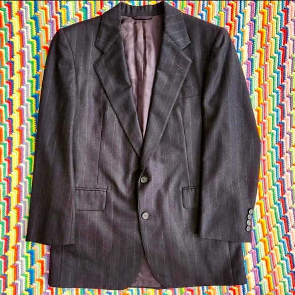💵🌹Vintage 1990s Striped Navy Sports Coat🏛️🚍 - Picture 1 of 6
